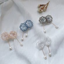 手作刺繡//浪花兩戴式耳環//可改夾式