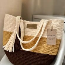 Crochet Tote Bag Lunarbag, Striped XL Lunarbag