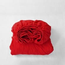 Scarlet red linen fitted sheet / Softened linen bed sheet / Deep pocket