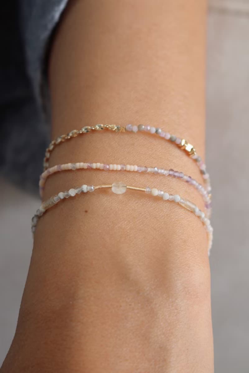 手鍊 蛋白石 粉碧璽 天然石 - 進攻-