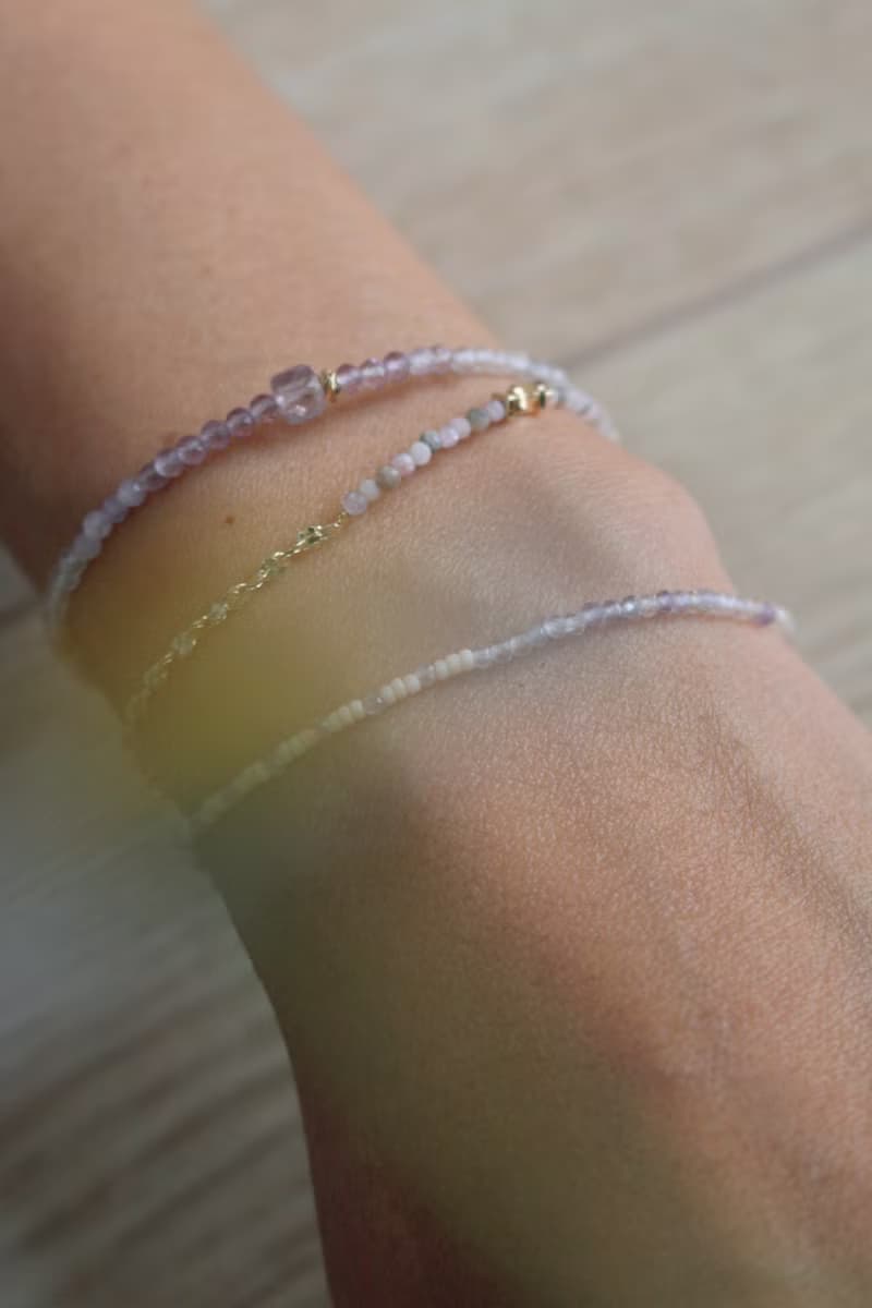 手鍊 蛋白石 粉碧璽 天然石 - 進攻-