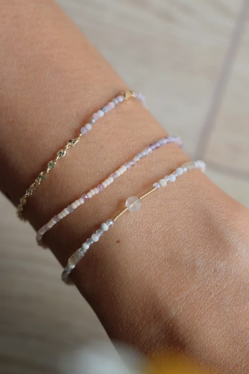 手鍊 蛋白石 粉碧璽 天然石 - 進攻-