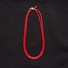 Red Coral Long Necklace レッドコーラル ロングネックレス【Small Tube Shape】