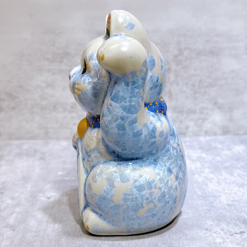 【藤晴安福】日本清水燒招財貓 | 花結晶 銀藤 - 健康 左