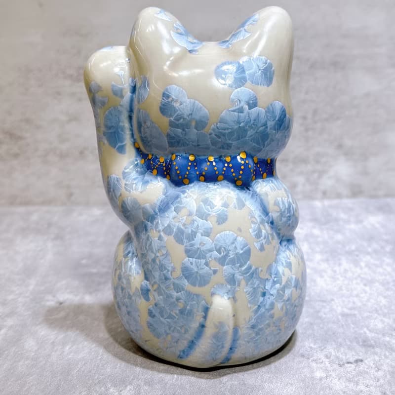 【藤晴安福】日本清水燒招財貓 | 花結晶 銀藤 - 健康 左