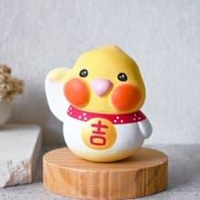 招財小玄鳳不倒翁 手工木製玄鳳鸚鵡擺飾 療癒小木雕 寵物公仔