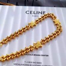 中古真品 帶盒CELINE 凱旋門金鏈 鏈條手鍊 手鏈包包掛件掛飾袋扣