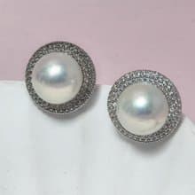 天然淡水珍珠 大珍珠 純銀耳釘 古典主義 重工