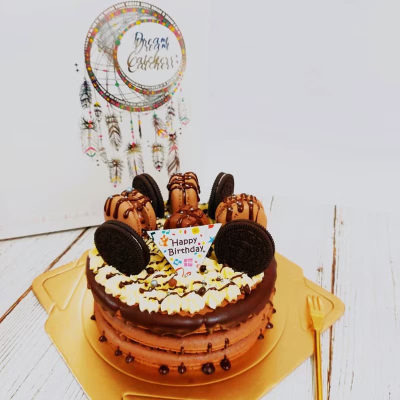 6吋馬卡龍塔-巧克力海鹽【生日禮物、可當生日蛋糕慶生】
