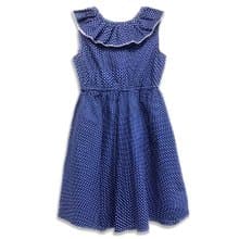 荷葉領無袖洋裝 衣裙 女童裝 海軍藍點點 Polka Dots Navy