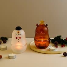 雪人變色造型玻璃燭罩/隨附小茶燭2入