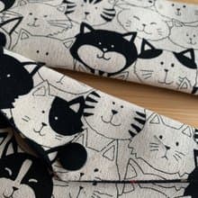 文青風環保筷袋 ~潮帥貓咪 耐看米白 收納 手作餐具袋