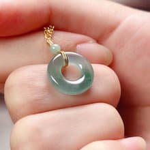 【願‧平安】冰種飄花甜甜圈鎖骨鏈14K包金 | 天然A貨翡翠 | 送禮