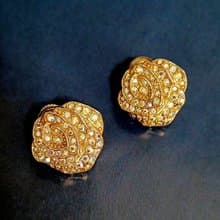 vintage jewelry 古董繁覆極光萊茵山茶花 夾式耳環