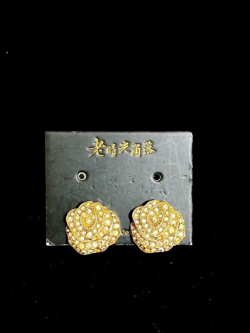 vintage jewelry 古董繁覆極光萊茵山茶花 夾式耳環