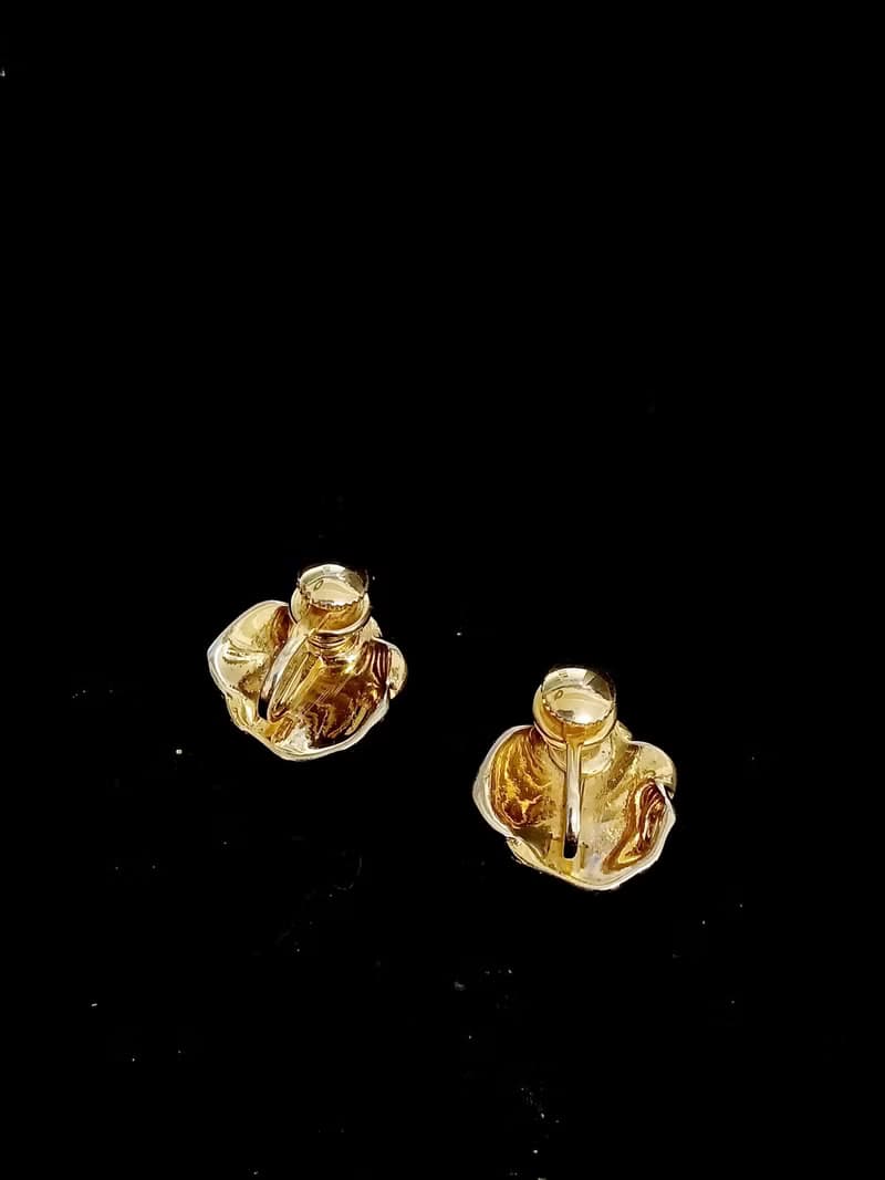 vintage jewelry 古董繁覆極光萊茵山茶花 夾式耳環