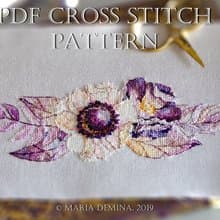 Watercolor Purple Bouquet II PDF cross stitch pattern