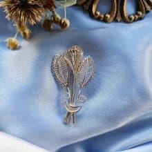 義大利手工純銀掐絲海芋花束纍絲胸針/別針vintage西洋古董飾品