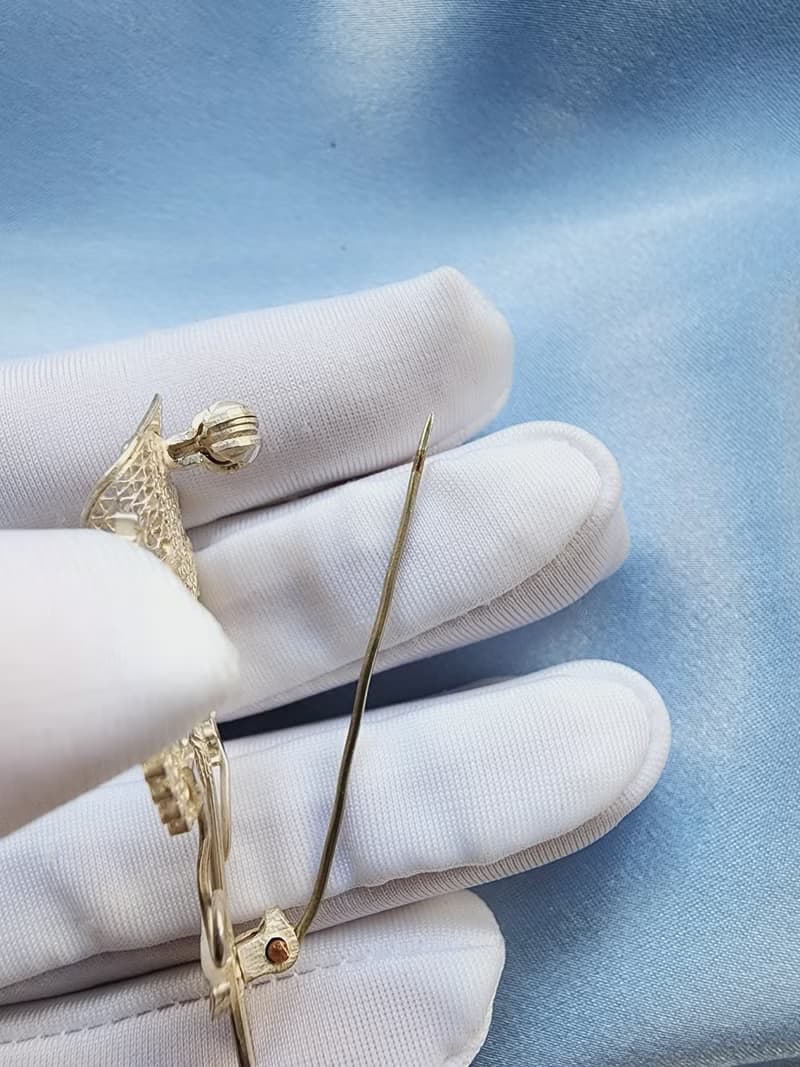 義大利手工純銀掐絲海芋花束纍絲胸針/別針vintage西洋古董飾品