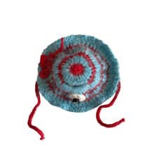 Single item, red sky blue stripe hat : 10cm doll-only