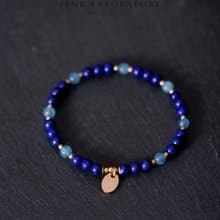 青金石海藍寶14KGF手鍊 | 純淨青金石少白少金 | 天然石水晶手鏈