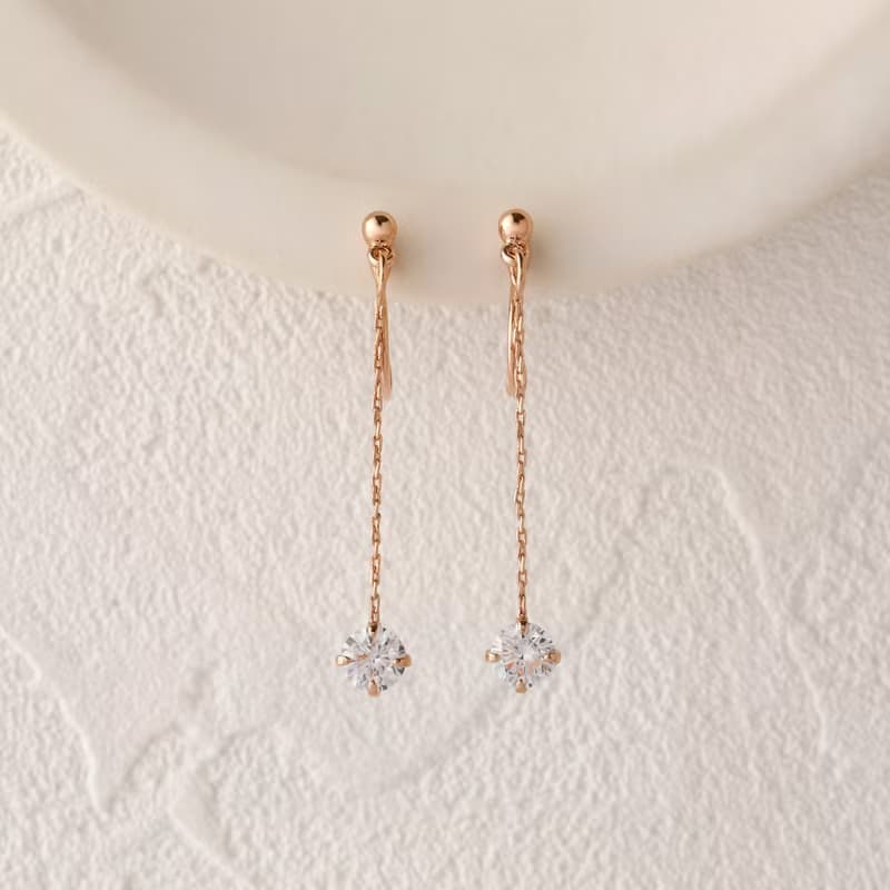 swing gems PG ―煌めき揺れるループフィットイヤリング　ピンクゴールド