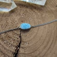 天然海紋石925銀手鏈 Larimar