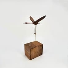 飛翔的天鵝 黑胡桃木手作旋轉音樂盒 療癒系居家藝術擺飾 優雅