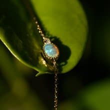 蛋白石鑽石手鍊 - 18k純金 - 歐泊