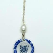 懷舊陶瓷餐具首飾系列-青花瓷碟頸鏈