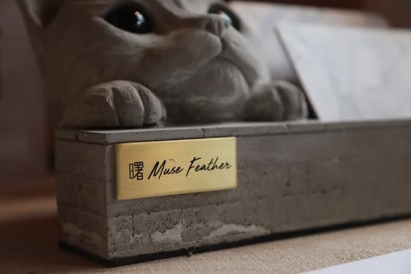 曙MUSE 貓咪雙層水泥名片架 手機架 辦公室 擴香石 手作 擺飾