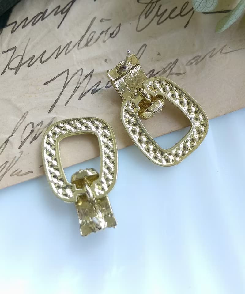 Vintage Jewelry 西洋古董飾品  門環款 珠鑽 摩登 針式耳環