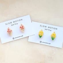 乾燥花菱形小耳環/耳夾 抗過敏醫療鋼