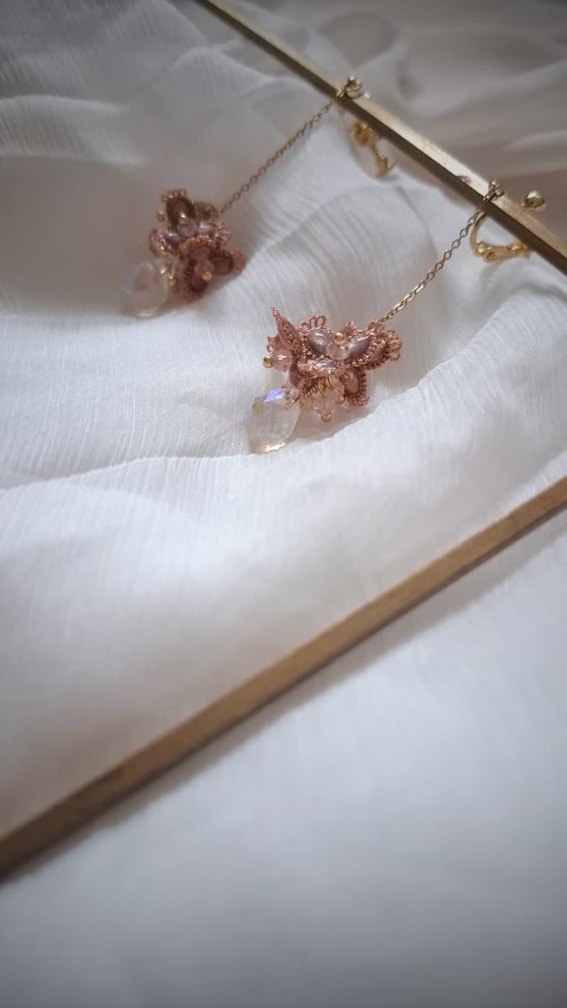 花淚 梭編蕾絲耳環