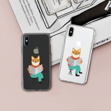 iPhone 14/13/12/11/SE3 插畫風俏皮柴柴 透明耐衝擊防摔手機殼