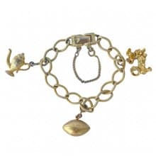 Vintage Charm Bracelet Cellini by Coro Gold-plated hang charm rare dog gift idea