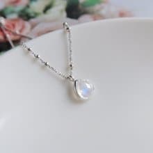 情人節禮物 925純銀 水滴形 月光石  點點鍊 項鍊 免費包裝
