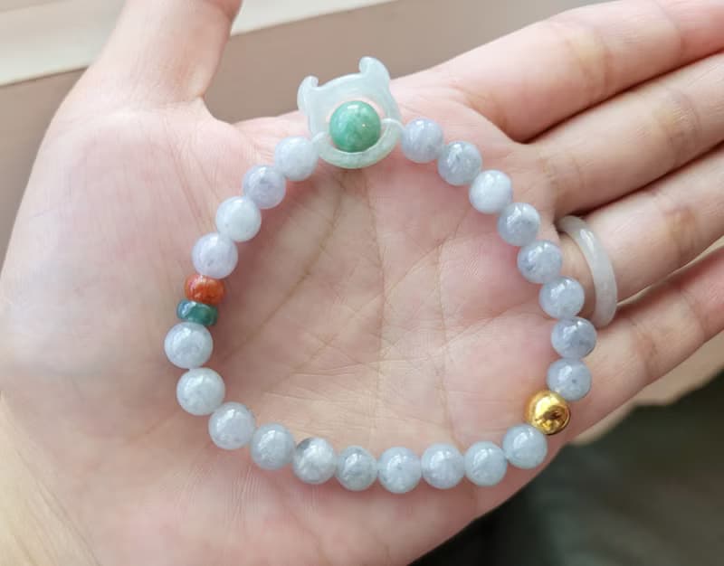 【親翠】天然翡翠 冰紫烏雞6mm圓珠綠珠惡魔14~15手環