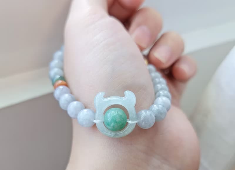 【親翠】天然翡翠 冰紫烏雞6mm圓珠綠珠惡魔14~15手環