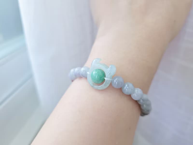 【親翠】天然翡翠 冰紫烏雞6mm圓珠綠珠惡魔14~15手環