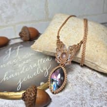 L152拉長石。粉摩根石。南美蠟線編織項鍊