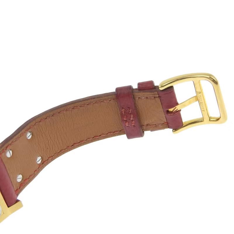 【日本直送】エルメス HERMES メドール 腕時計 ME1.201  ワインレッド  クオーツ 白文字盤 レディース【中古】