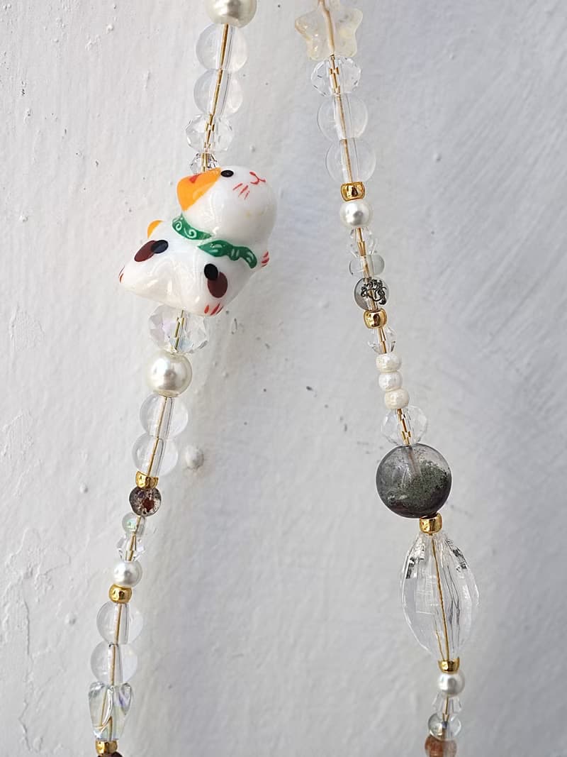 胖墩墩  仰望星空招財貓 事業運 綠幽靈 手機掛飾  附連接墊片