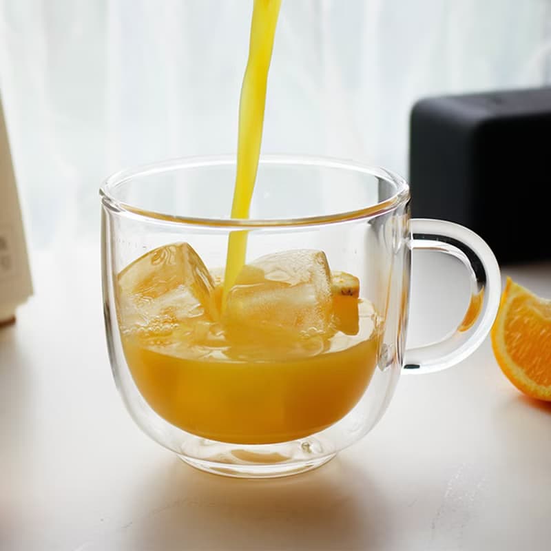 復古把手雙層玻璃杯360ml