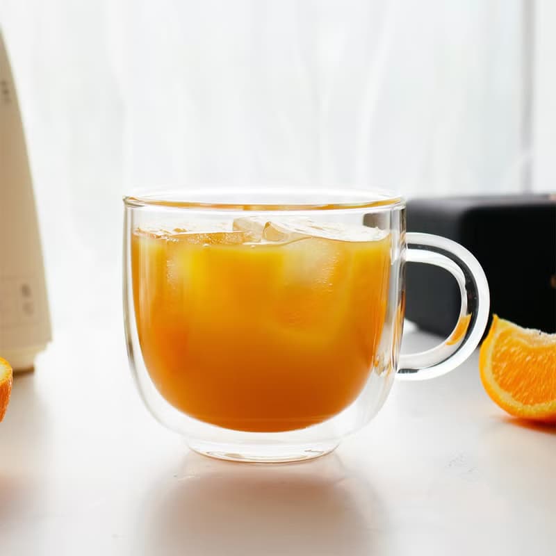 復古把手雙層玻璃杯360ml