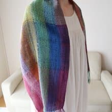 手織りストール　リネンコットン　ダブルレインボー　ショール　タペストリー　ギフト　春節　生日禮物　Shawl (M) 39