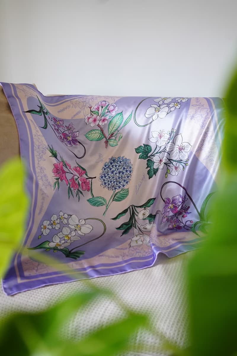 台灣賞花季方巾 ( 含印花束口包 )