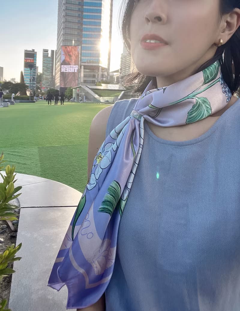 台灣賞花季方巾 ( 含印花束口包 )