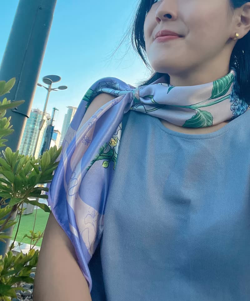 台灣賞花季方巾 ( 含印花束口包 )