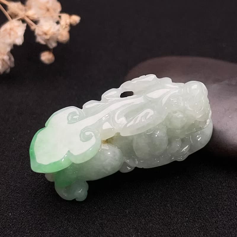 冰糯飄綠翡翠貔貅 | 天然緬甸玉翡翠A貨